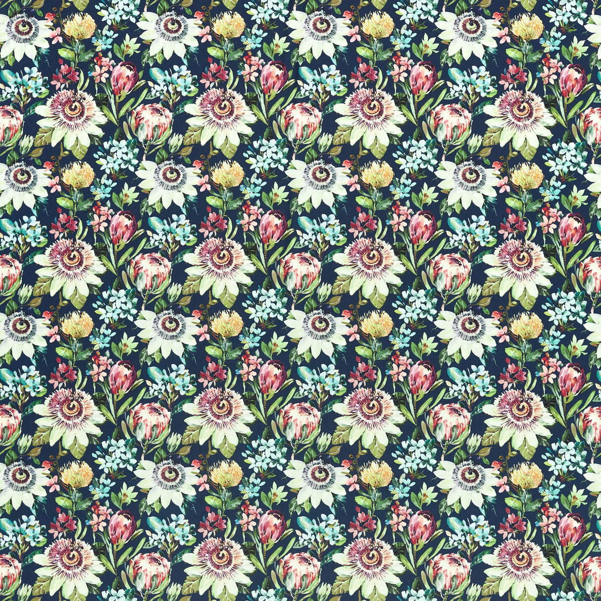 Clarke & Clarke PARADISE MIDNIGHT VELVET Fabric