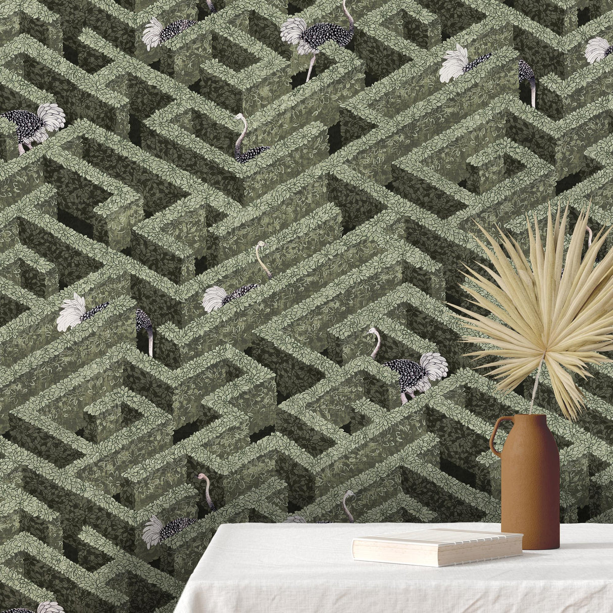 Kravet LABYRINTH WITH OSTRICHES 01 Wallpaper