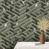 Kravet LABYRINTH WITH OSTRICHES 01 Wallpaper