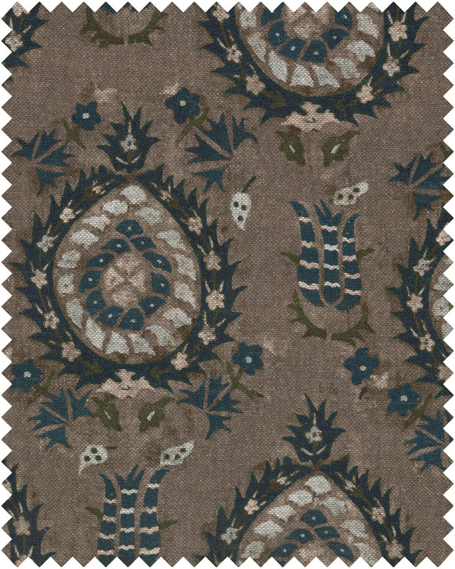 MindTheGap FLOURISH DAPPLE GREY Natural linen Fabric