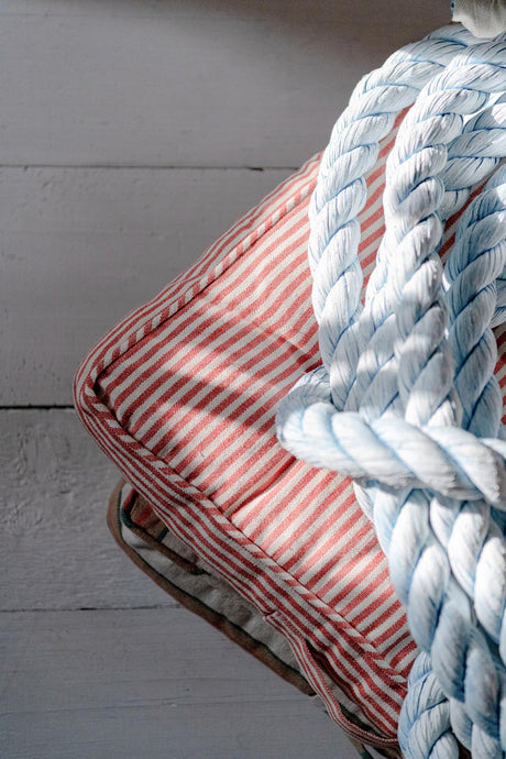 MindTheGap RHUBARB STRIPE Heavy Linen Natural linen Fabric