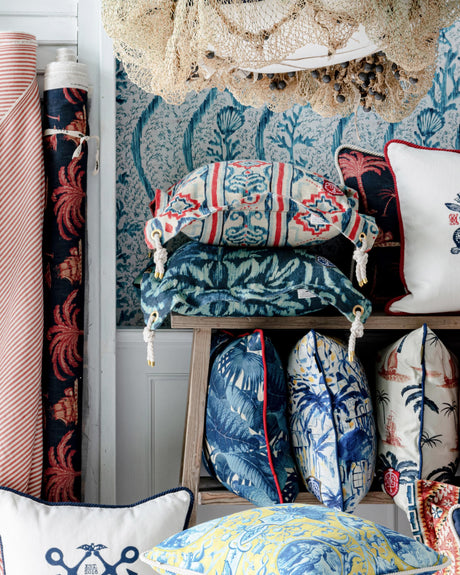 MindTheGap MEDITERRANEO IKAT Natural linen Fabric