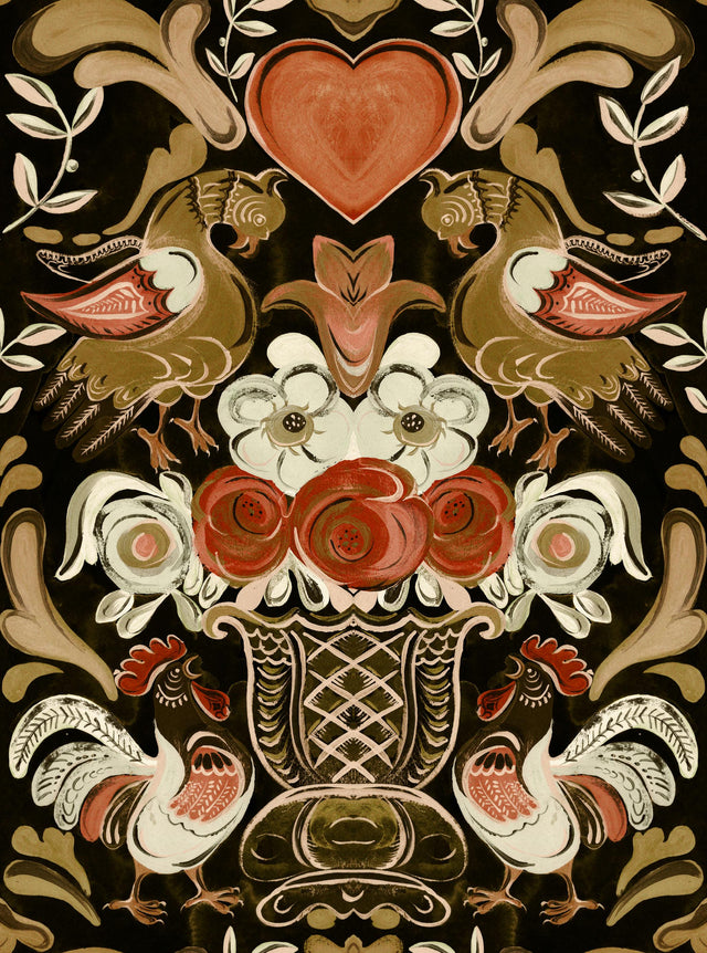 MindTheGap GOLDENE HENNE Anthracite TYROL Wallpaper