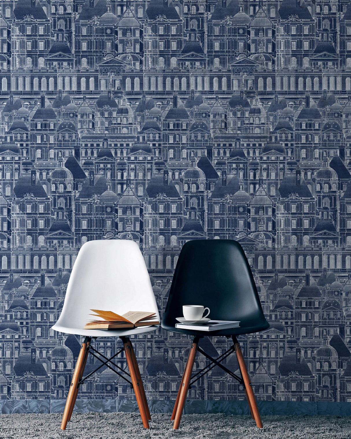 MindTheGap LOUVRE BLUE ARCHITECTURAL Wallpaper