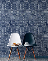 MindTheGap LOUVRE BLUE ARCHITECTURAL Wallpaper