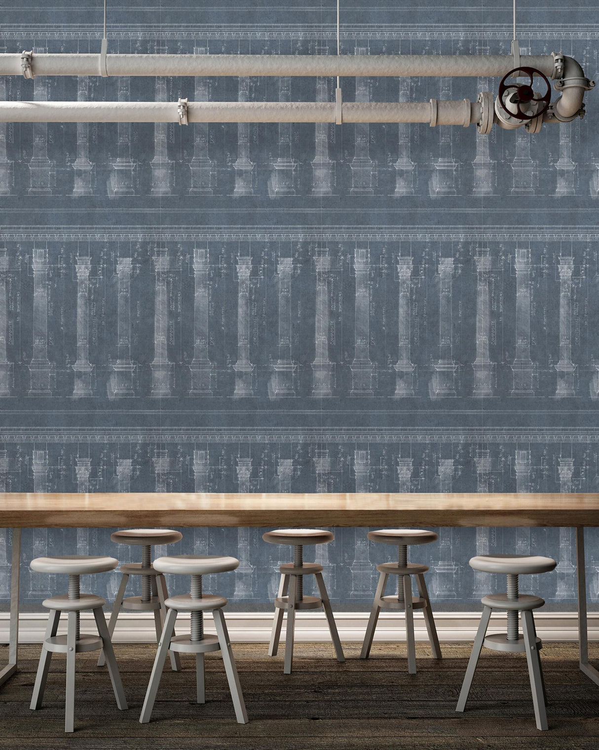 MindTheGap COLONNADE BLUE ARCHITECTURAL Wallpaper