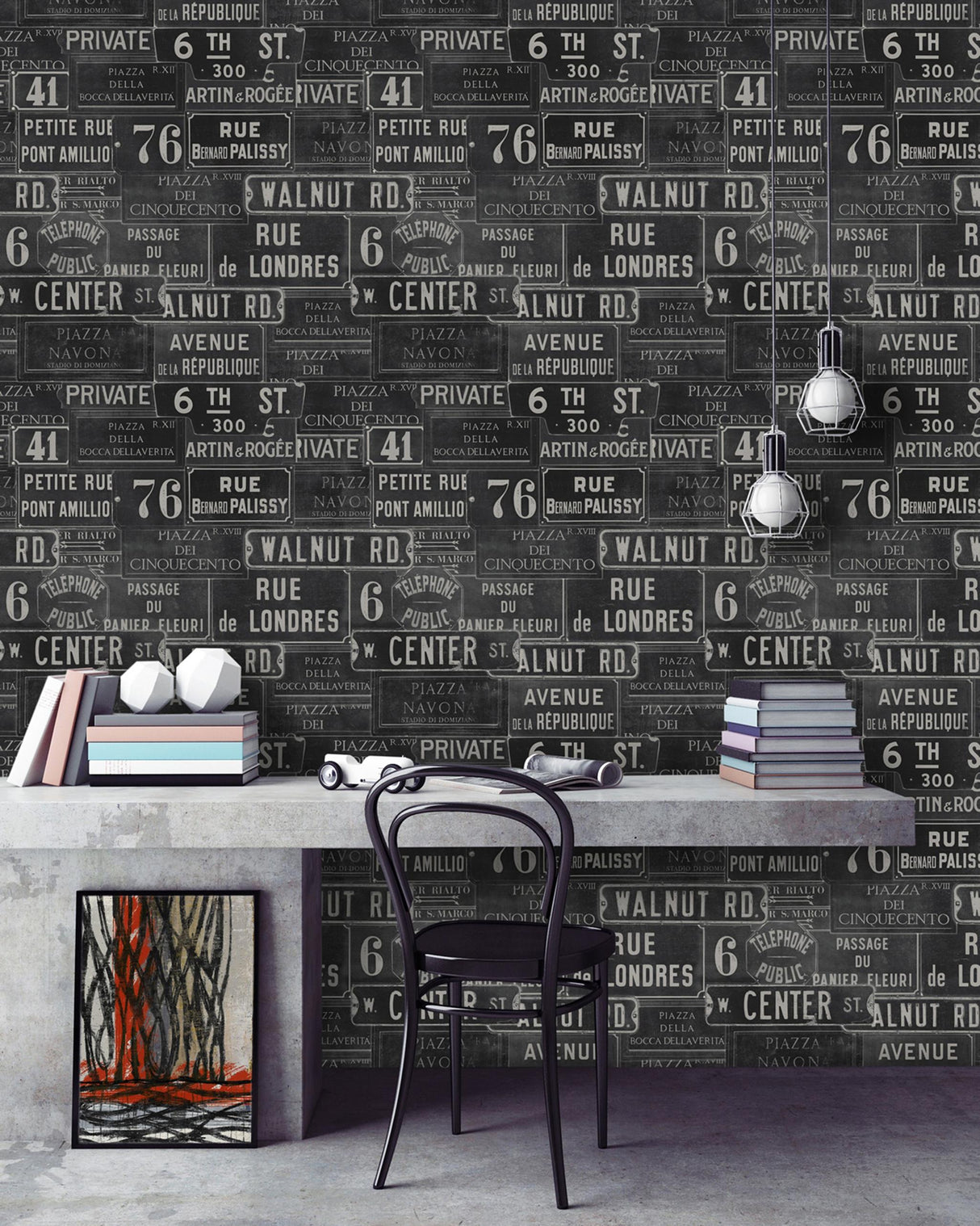 MindTheGap VINTAGE SIGNS ANTHRACITE URBAN Wallpaper