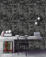 MindTheGap VINTAGE SIGNS ANTHRACITE URBAN Wallpaper