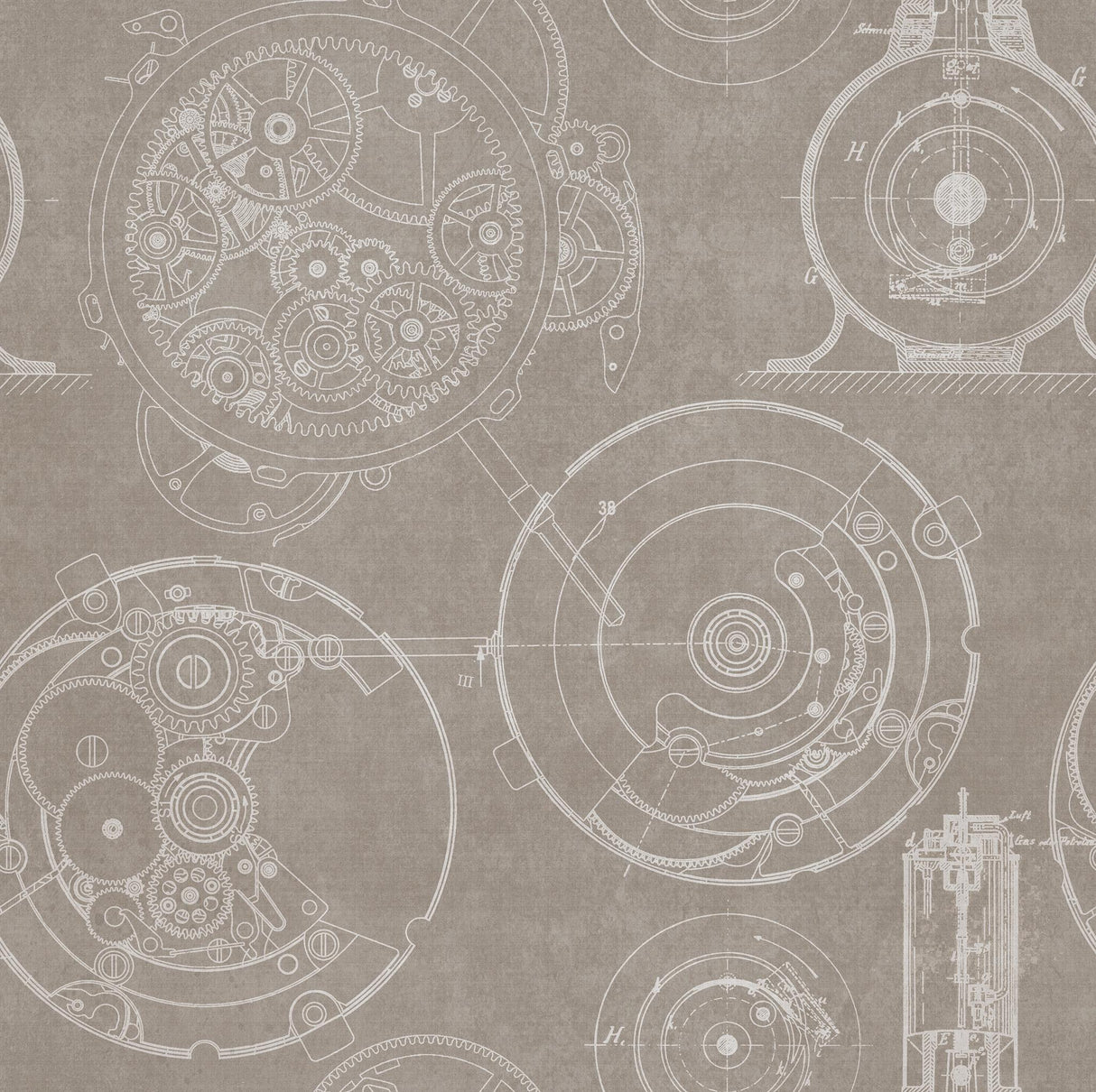 MindTheGap HORLOGERIE TAUPE VINTAGE SCIENCE Wallpaper