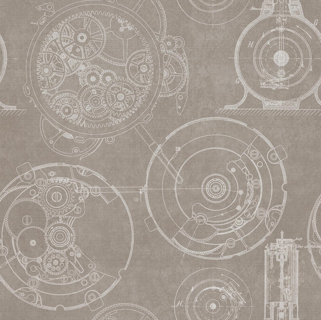 MindTheGap HORLOGERIE TAUPE VINTAGE SCIENCE Wallpaper