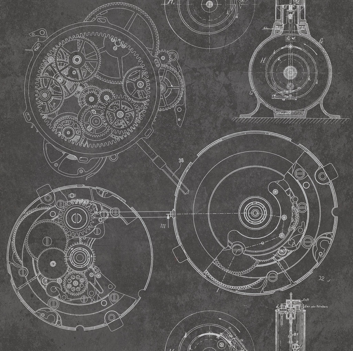 MindTheGap HORLOGERIE ANTHRACITE VINTAGE SCIENCE Wallpaper