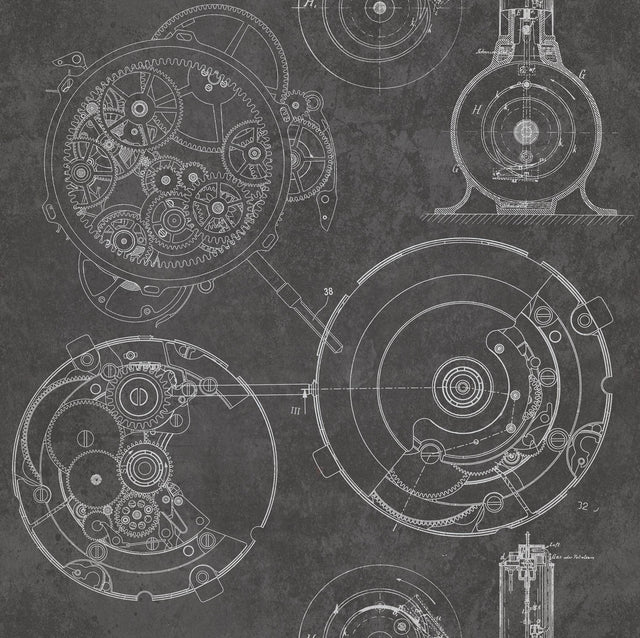 MindTheGap HORLOGERIE ANTHRACITE VINTAGE SCIENCE Wallpaper