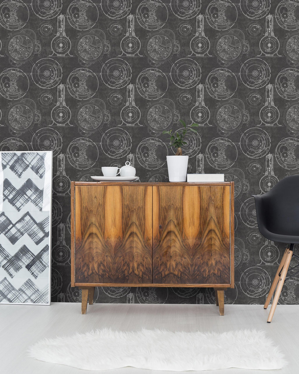 MindTheGap HORLOGERIE ANTHRACITE VINTAGE SCIENCE Wallpaper