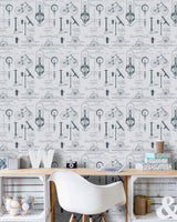 MindTheGap PATENTS GRAY VINTAGE SCIENCE Wallpaper