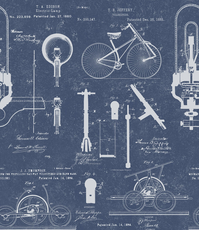 MindTheGap PATENTS BLUE VINTAGE SCIENCE Wallpaper