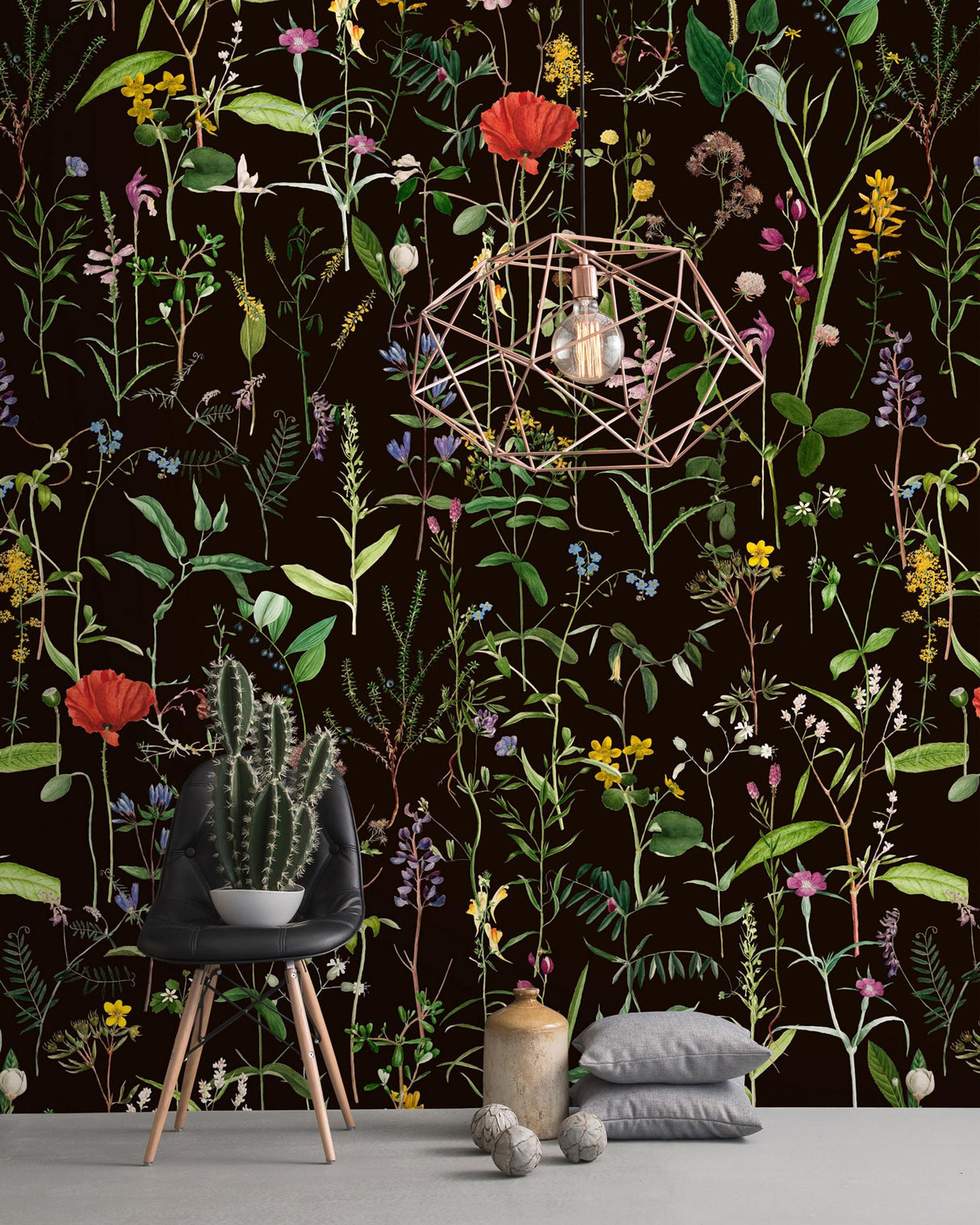 MindTheGap AQUAFLEUR ANTHRACITE The Florist Wallpaper