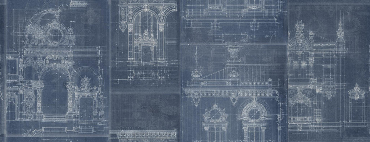 MindTheGap GARNIER BLUE Histoire de L'architecture Wallpaper