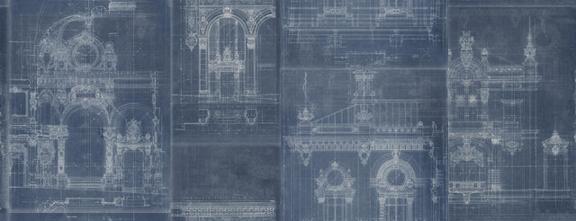 MindTheGap GARNIER BLUE Histoire de L'architecture Wallpaper