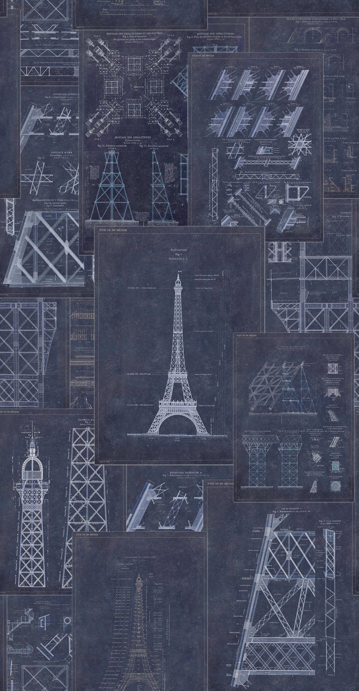 MindTheGap GRAND EIFFEL BLUE Histoire de L'architecture Wallpaper