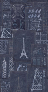 MindTheGap GRAND EIFFEL BLUE Histoire de L'architecture Wallpaper