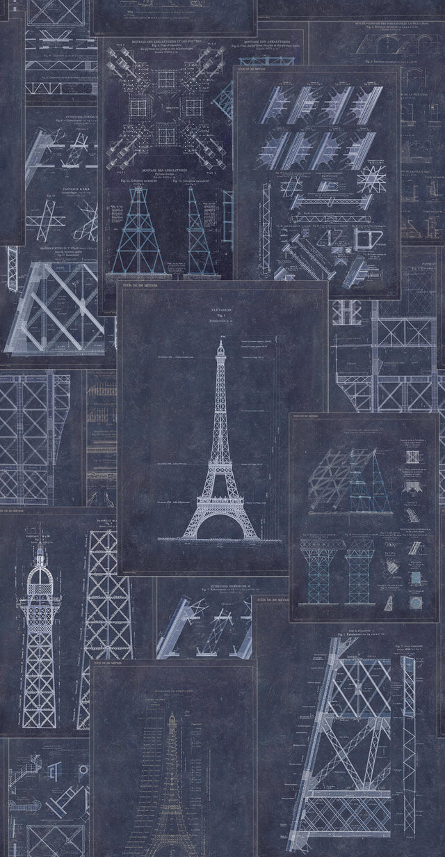 MindTheGap GRAND EIFFEL BLUE Histoire de L'architecture Wallpaper