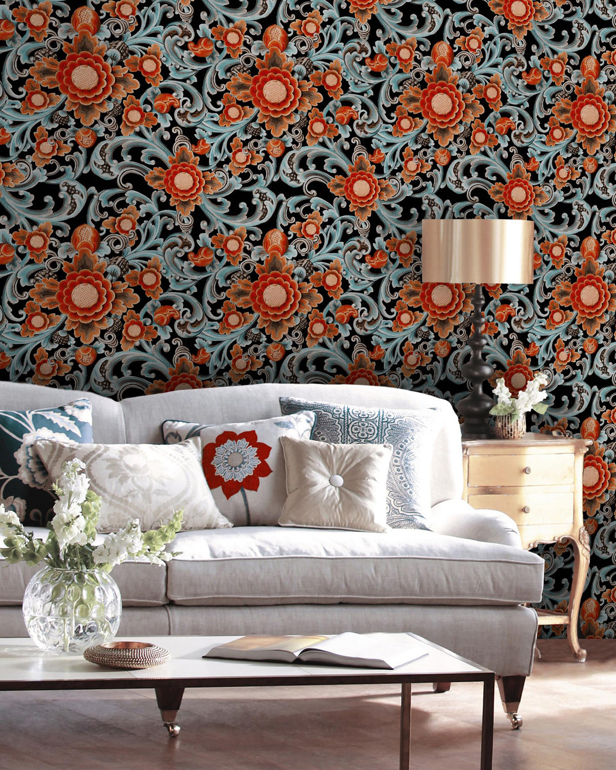 MindTheGap FLORAL PAINTING DARK The Mysterious Traveler Wallpaper
