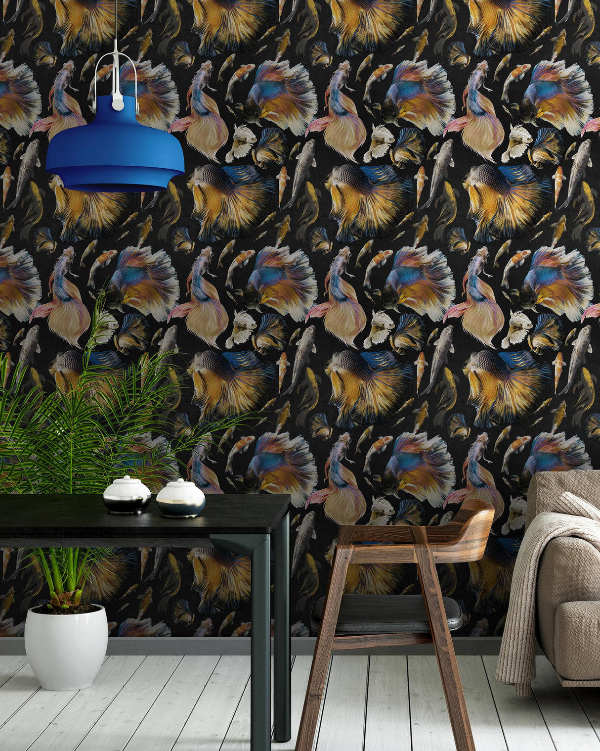 MindTheGap GOLDFISH Anthracite ATOLL Wallpaper