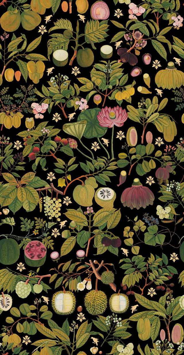 MindTheGap ASIAN FRUITS AND FLOWERS Anthracite FLORILEGIUM Wallpaper
