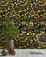 MindTheGap ASIAN FRUITS AND FLOWERS Anthracite FLORILEGIUM Wallpaper