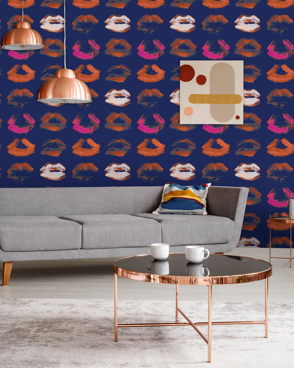 MindTheGap NEON KISS Indigo NOUVELLE POP Wallpaper