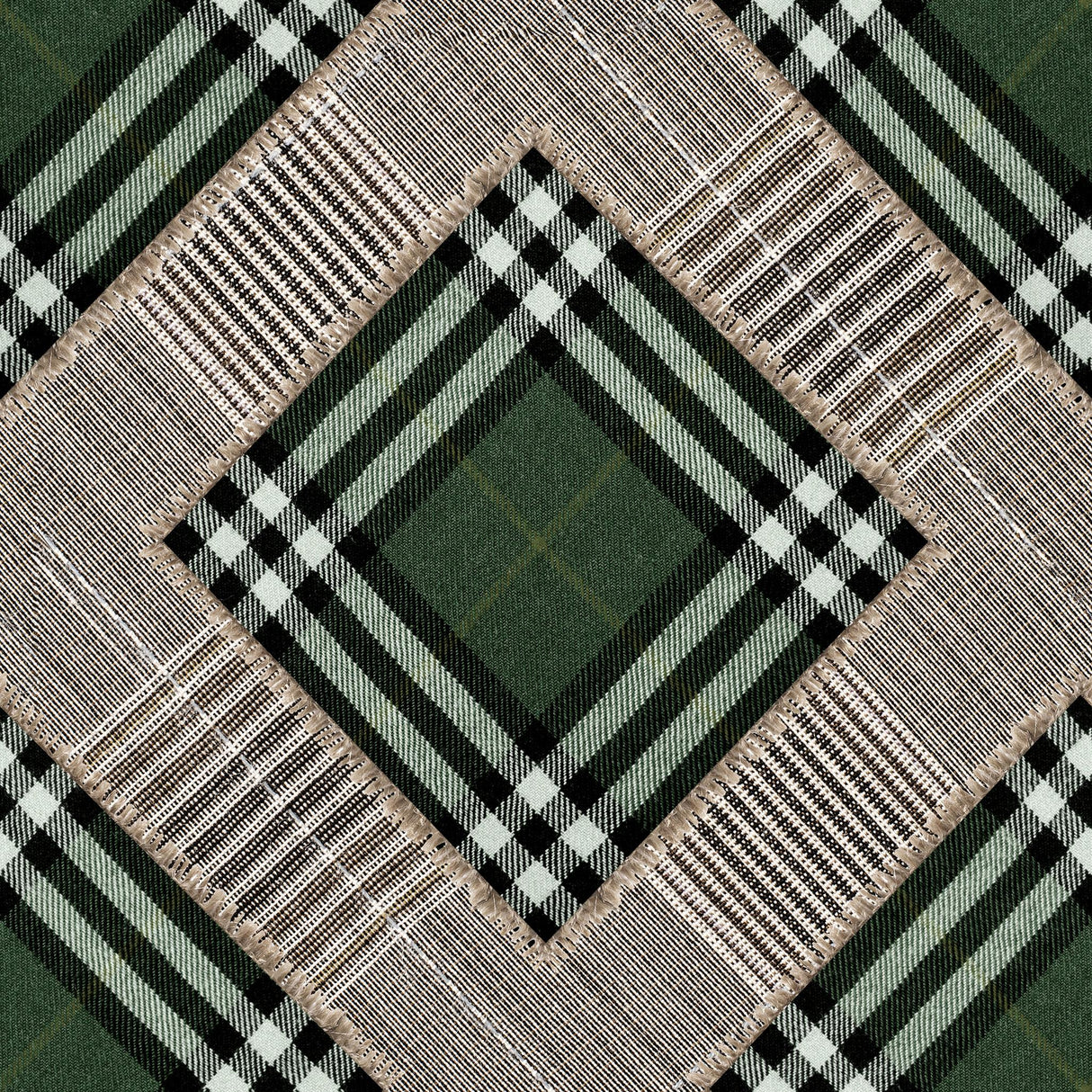 MindTheGap CHECKERED PATCHWORK British Green WORLD OF FABRICS Wallpaper