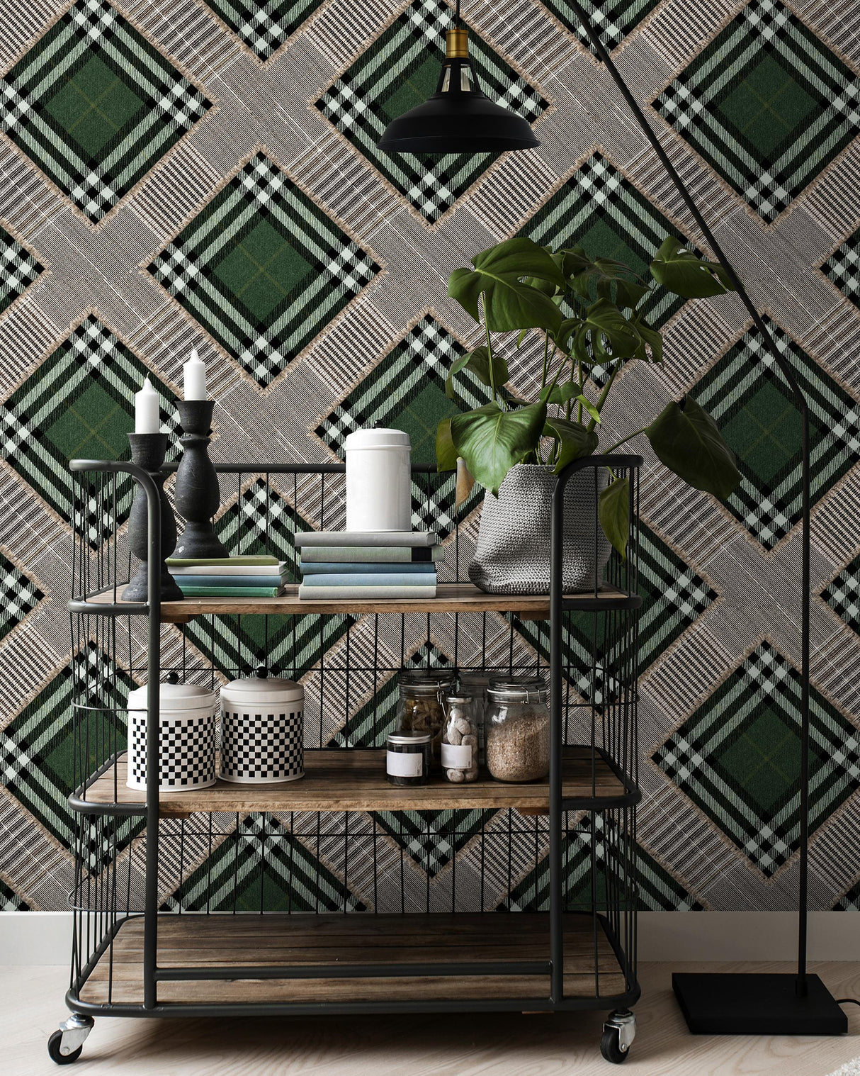 MindTheGap CHECKERED PATCHWORK British Green WORLD OF FABRICS Wallpaper