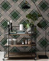 MindTheGap CHECKERED PATCHWORK British Green WORLD OF FABRICS Wallpaper