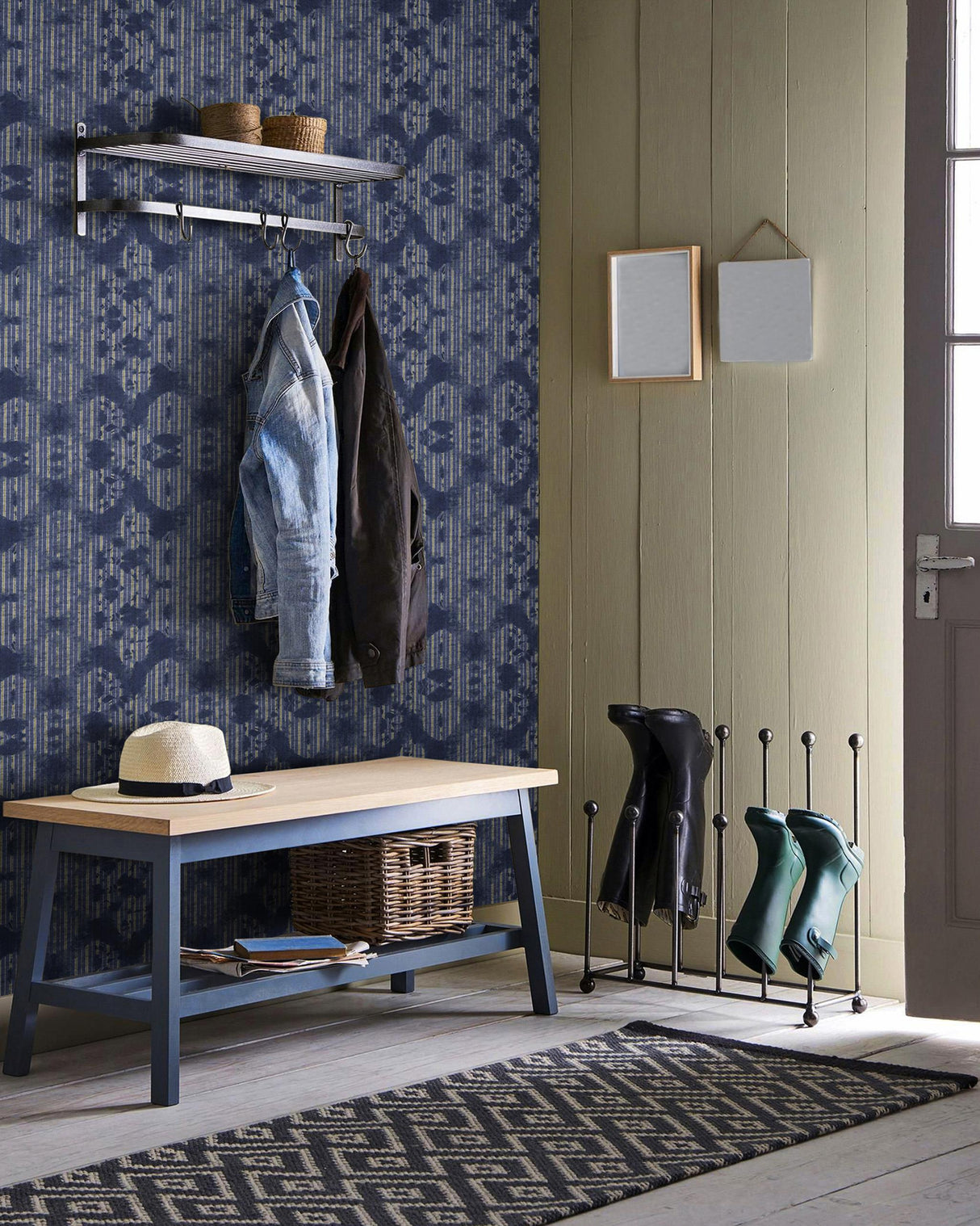 MindTheGap WASHED SHIBORI Indigo WORLD OF FABRICS Wallpaper