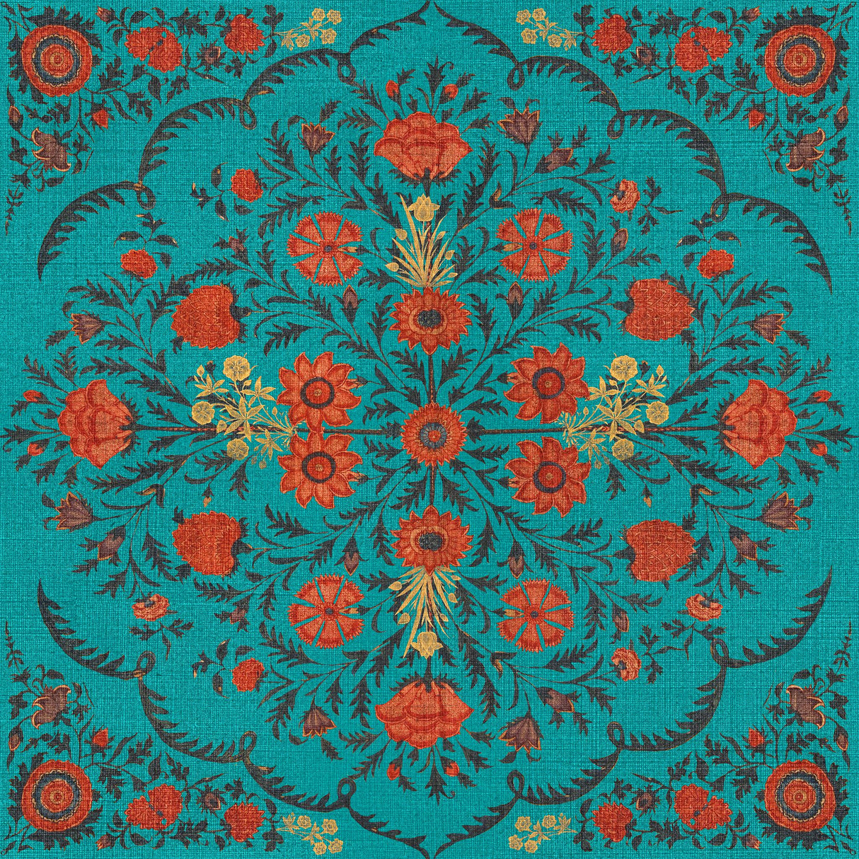 MindTheGap HINDU BLOOM Topaz WORLD OF FABRICS Wallpaper