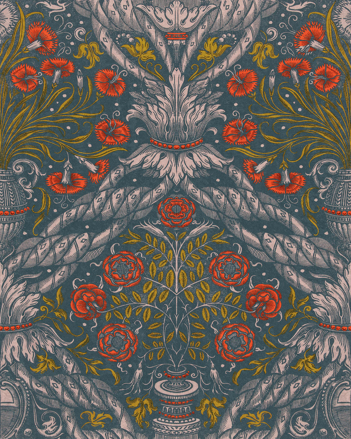 MindTheGap FLORAL ORNAMENT Scarlet LE MANOIR Wallpaper