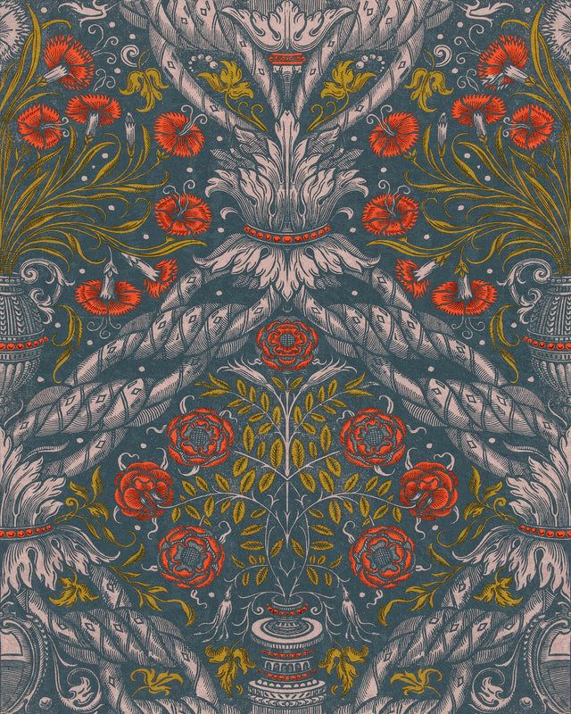 MindTheGap FLORAL ORNAMENT Scarlet LE MANOIR Wallpaper