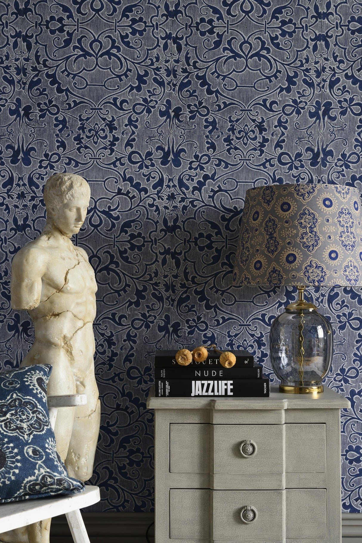 MindTheGap DECO TRELLIS INDIGO ADDICTION Wallpaper