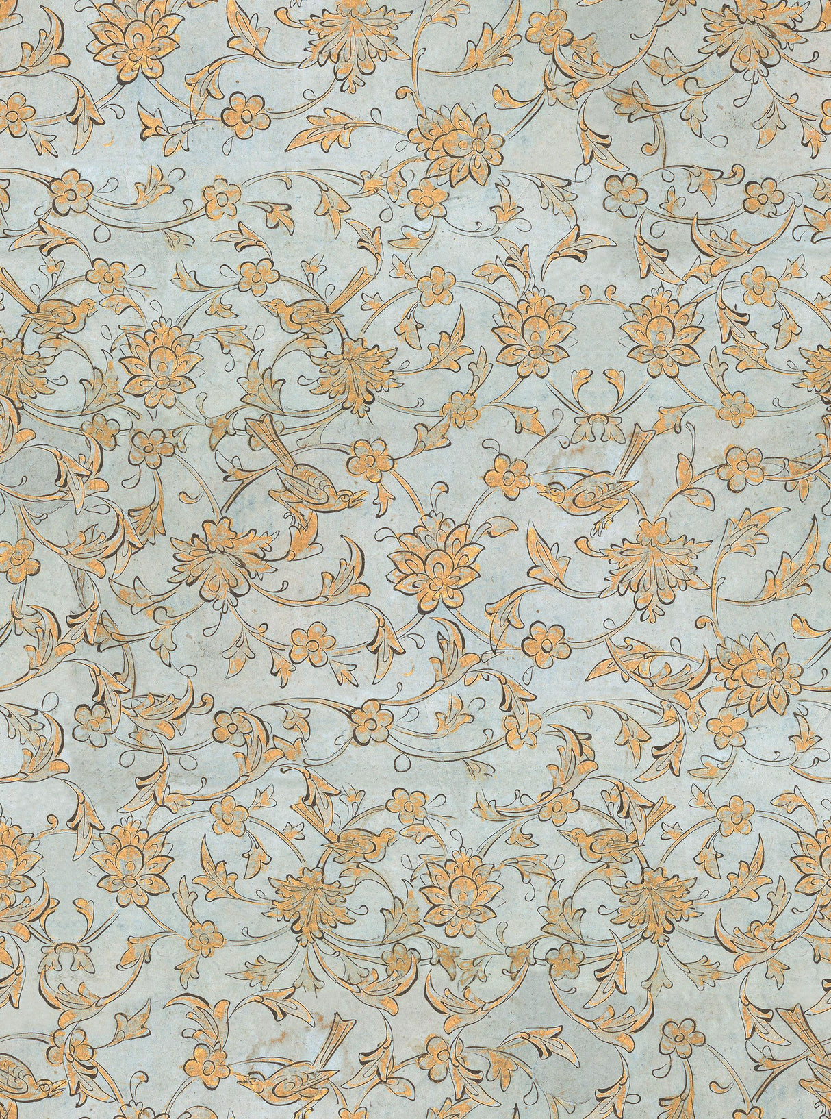 MindTheGap BACKYARD FLOWERING Ether Blue TRANSYLVANIAN ROOTS Wallpaper