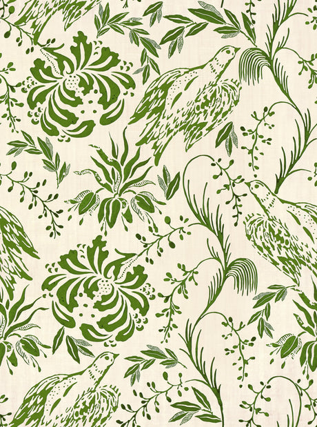 MindTheGap FOLK EMBROIDERY Fern Green TRANSYLVANIAN ROOTS Wallpaper