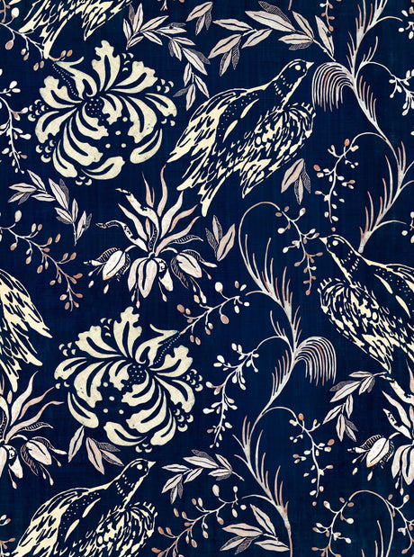 MindTheGap FOLK EMBROIDERY Indigo TRANSYLVANIAN ROOTS Wallpaper
