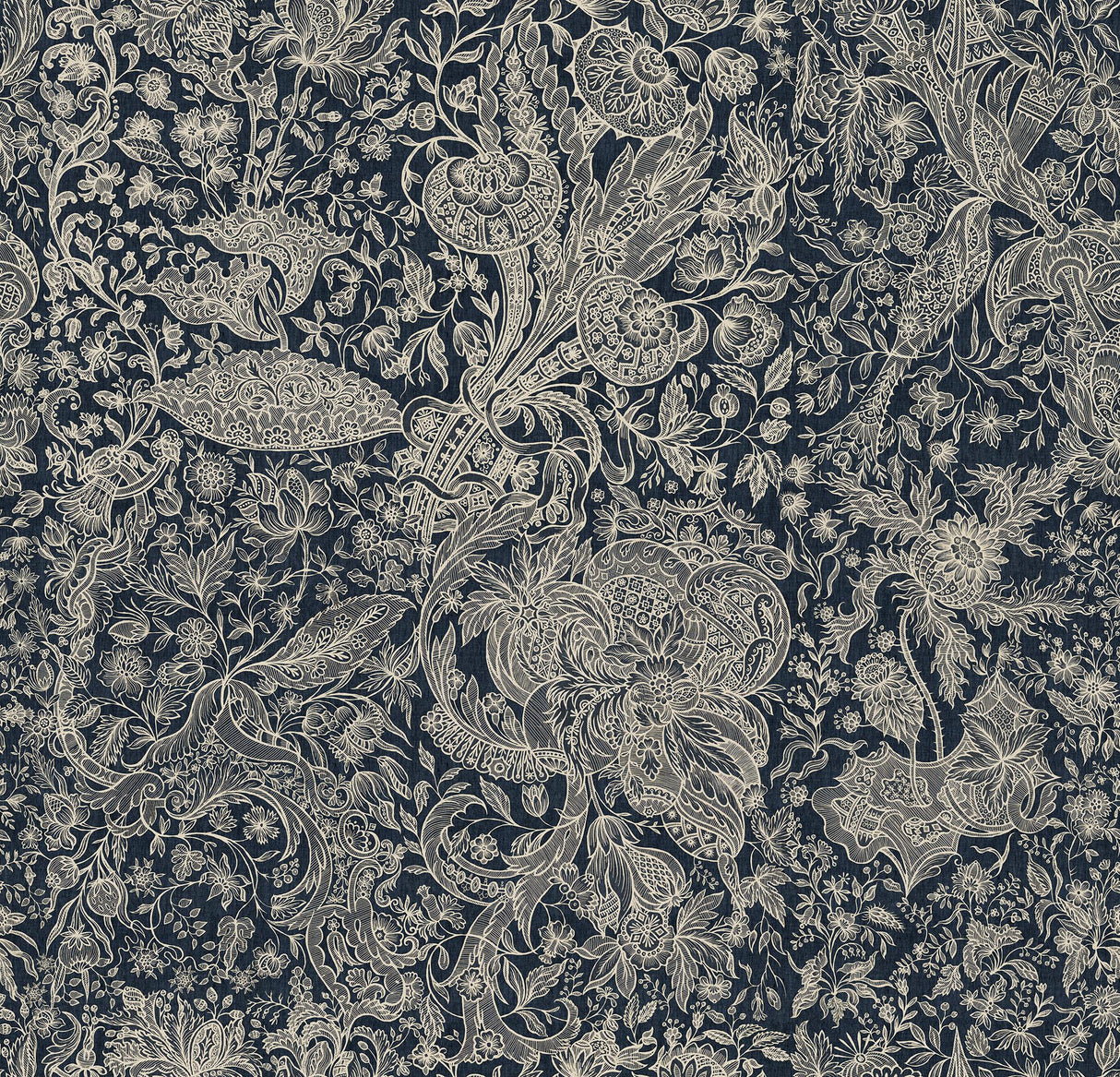 MindTheGap SARKOZI EMBROIDERY Indigo TRANSYLVANIAN ROOTS Wallpaper