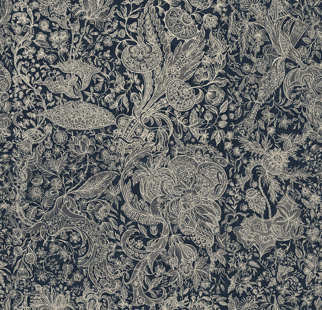MindTheGap SARKOZI EMBROIDERY Indigo TRANSYLVANIAN ROOTS Wallpaper