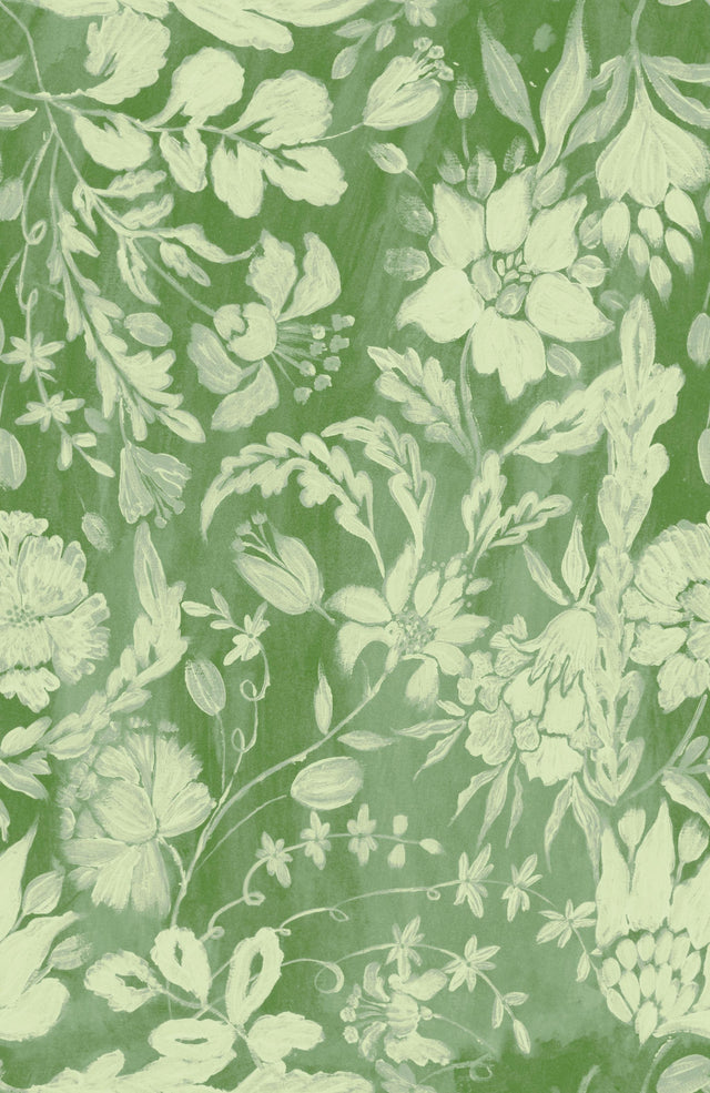 MindTheGap FLOWERY ORNAMENT Bud Green TRANSYLVANIAN ROOTS Wallpaper