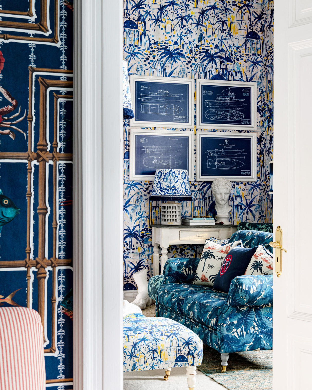 MindTheGap RHODES Mural TAUPE/INDIGO/YELLOW Wallpaper