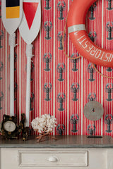 MindTheGap MEDITERRANEAN LOBSTERS Red SUNDANCE VILLA Wallpaper
