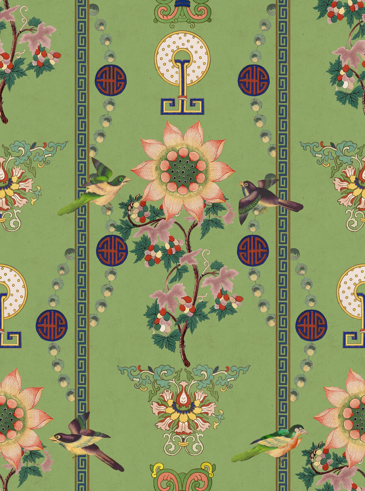 MindTheGap LIN YUAN Absinthe Green Chinese Garden Wallpaper