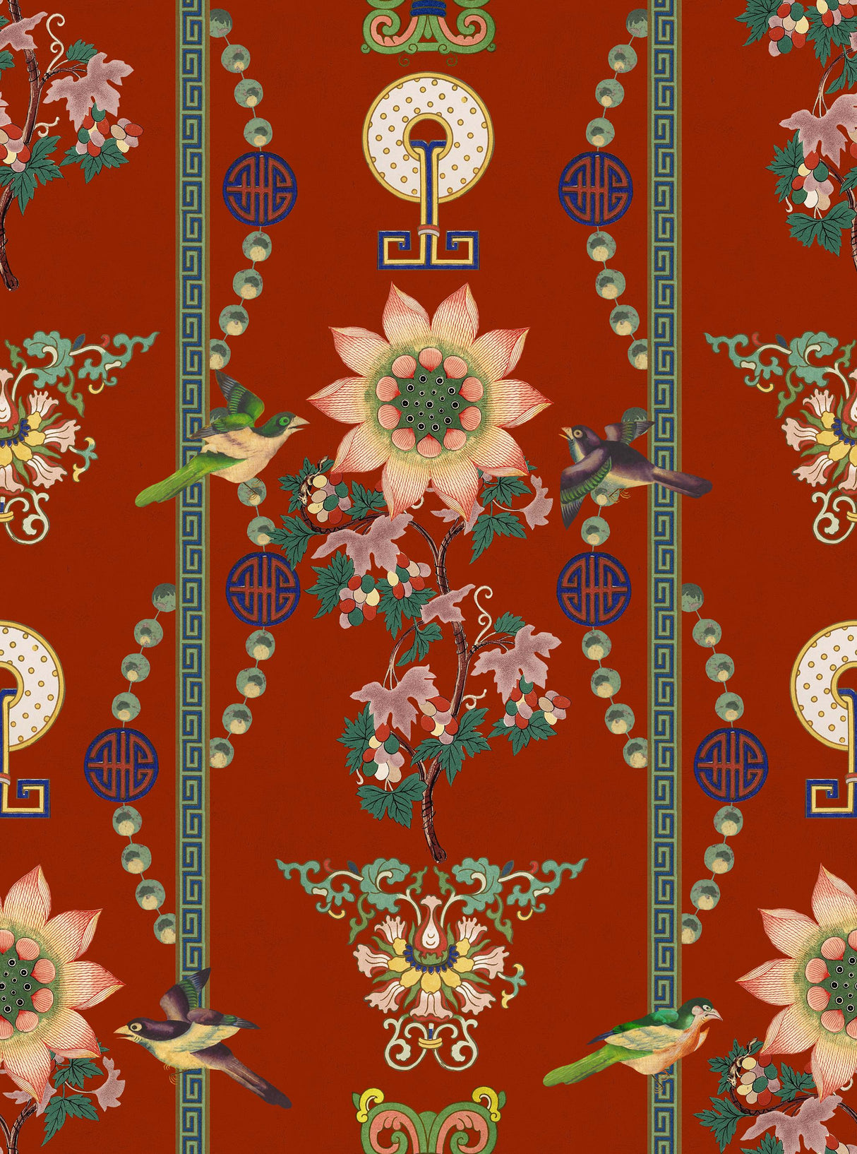MindTheGap LIN YUAN Chinese Red Chinese Garden Wallpaper