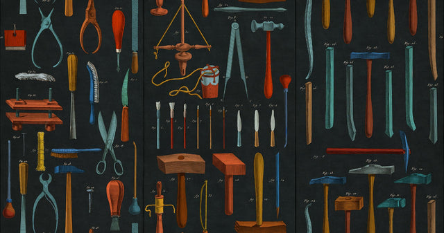MindTheGap OLD TOOLS Anthracite The Artist's House Wallpaper
