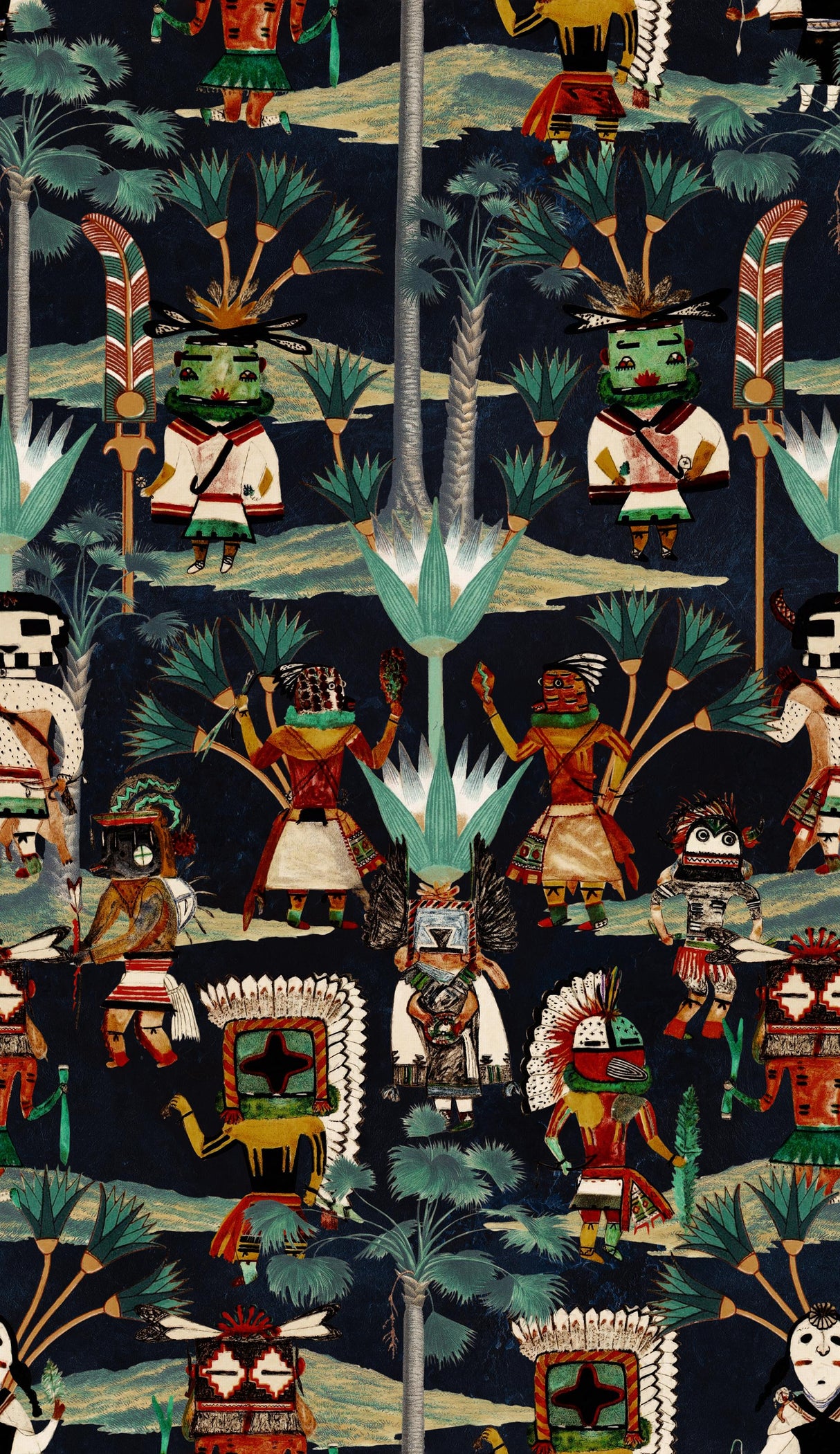 MindTheGap HOPI SPIRIT Anthracite The Curator's Cabinet Wallpaper